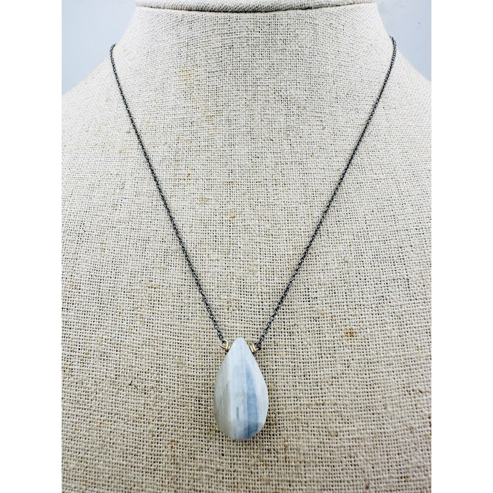 Rhodium Over Sterling Silver Lace Agete Necklace 16”